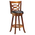 Monarch Specialties Bar Stool, Set Of 2, Swivel, Bar Height, Wood, Pu Leather Look, Brown, Black, Transitional I 1251
